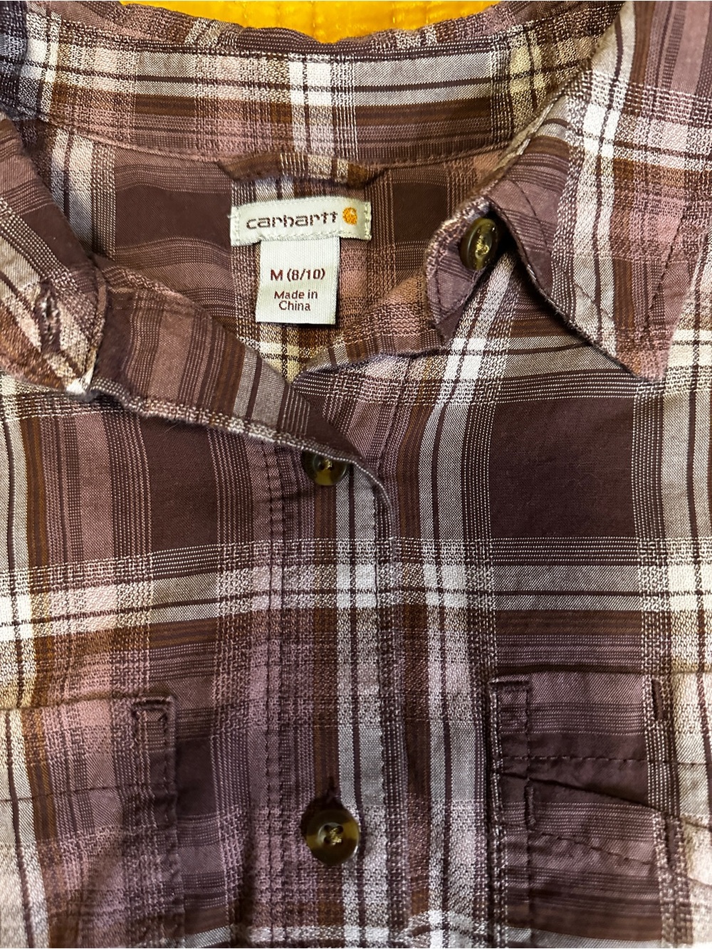 Carhartt womens camp shirt Purple & Brown Plaid Button-Front